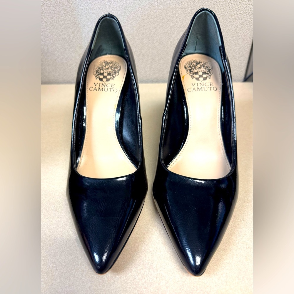 Vince Camuto Black Leather Pointed Toe Stiletto Heels